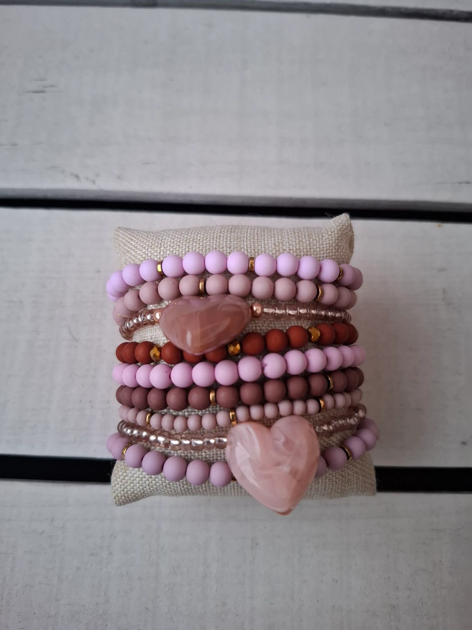 Bracelet/ armbandenset met harten